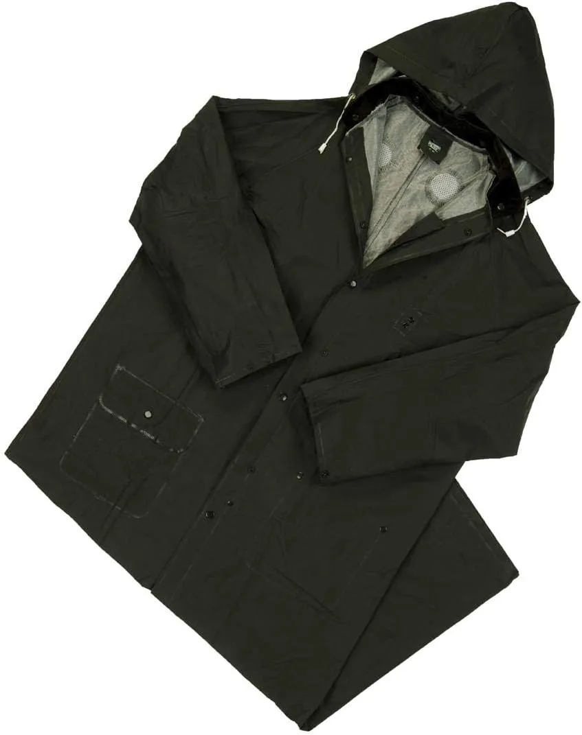 West Chester Master Gear 4160BFR Black Medium Polyester/PVC Arc Flash Protection Coat - Attached Hood - Fits 52 in Chest