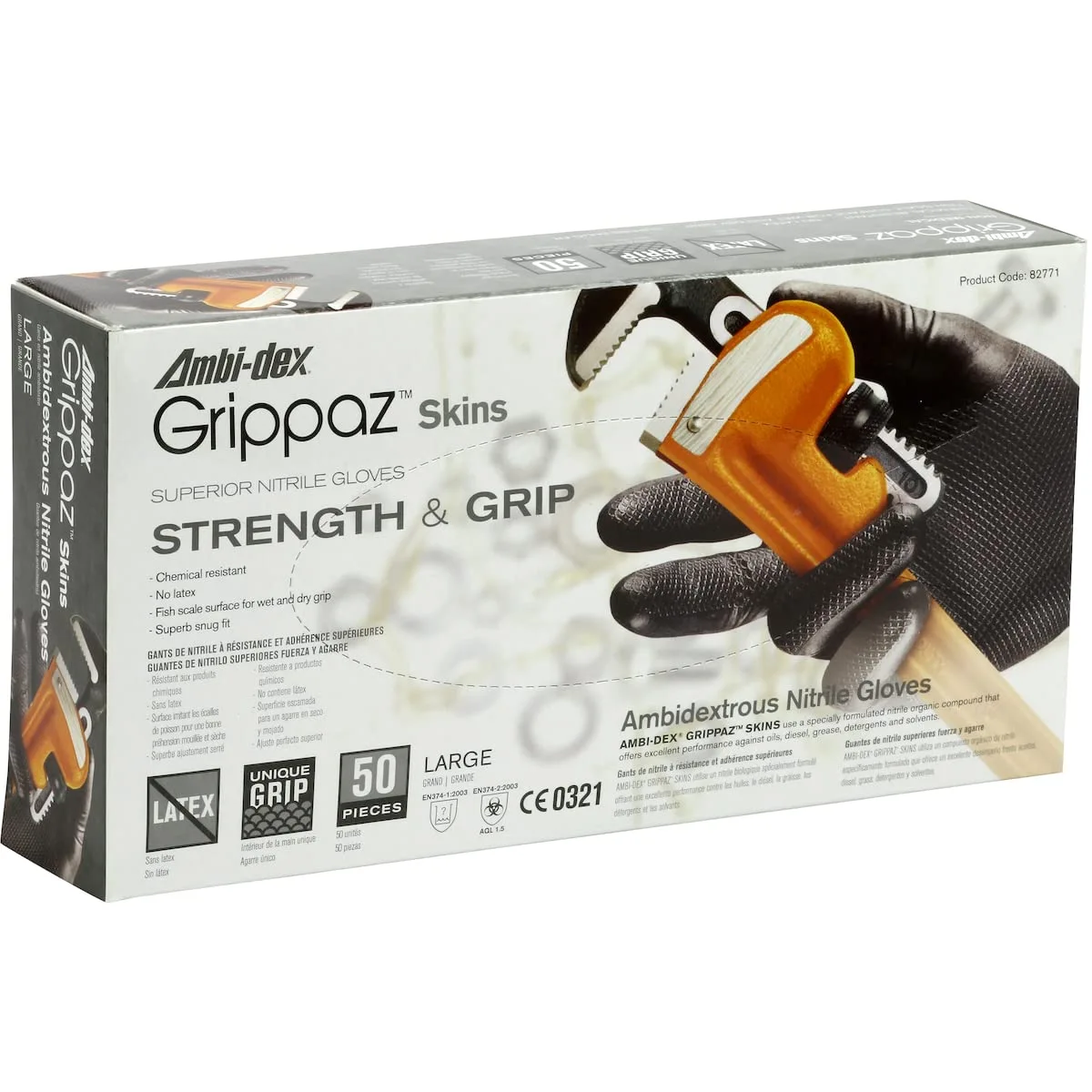 PIP Grippaz Skins 6 Mil Nitrile Disposable Gloves 9.5"