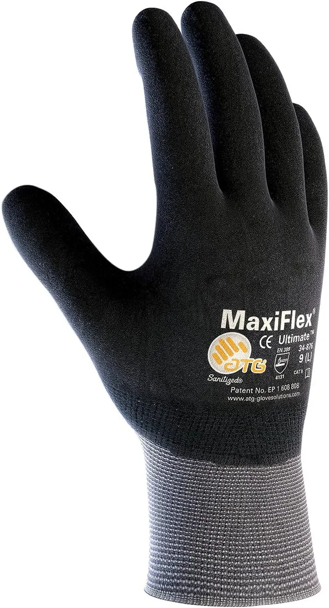 MaxiFlex Ultimate 34-876/XL Seamless Knit Nylon/Lycra Glove with Nitrile Coated Micro-Foam Grip on Full Hand