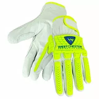 West Chester 813-9916-2XL Premium Grain Goatskin TPR with A7 Lining on Palm Driver Gloves, Green - 2XL, Pack of 6