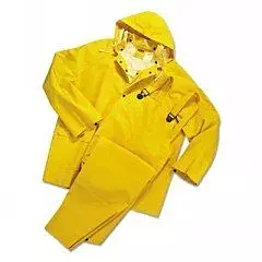West Chester 4035/XXXXL 35mL PVC Over Polyester 3Pcs Rain Suit, Detachable Hood - Yellow Each