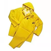 West Chester 4035/XXXXL 35mL PVC Over Polyester 3Pcs Rain Suit, Detachable Hood - Yellow Each