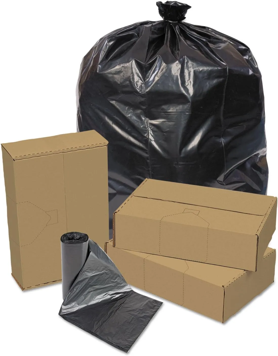 Pitt Plastics 41 x 54 1.2MIL Black Can Liners - 100 Perforated Roll