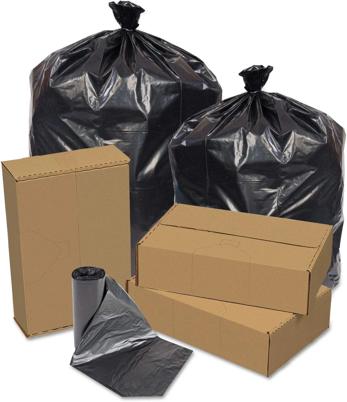 Eco Strong Can Liners, 45 Gal, 1.5 Mil, 40" X 46", Black, 100/carton