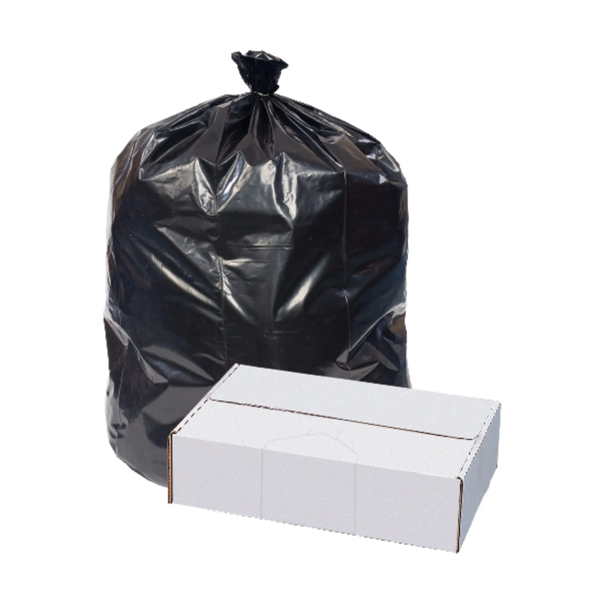 Eco•Strong™ 1.5-mil Can Liners, 56 Gallons, 44" x 55", Black, 10 Bags Per Roll, Case Of 10 Rolls