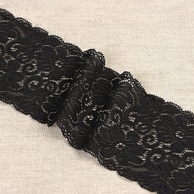 Pizzo Elastico Fiori altezza 8 cm Pizzo Elastico Fiori altezza 8 cm