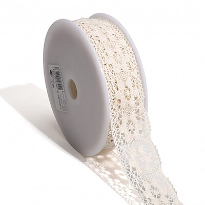 Merletto fiori in cotone alto 38 mm