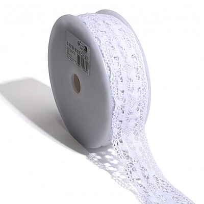 Merletto fiori in cotone alto 38 mm