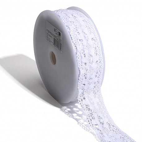 Merletto fiori in cotone alto 38 mm