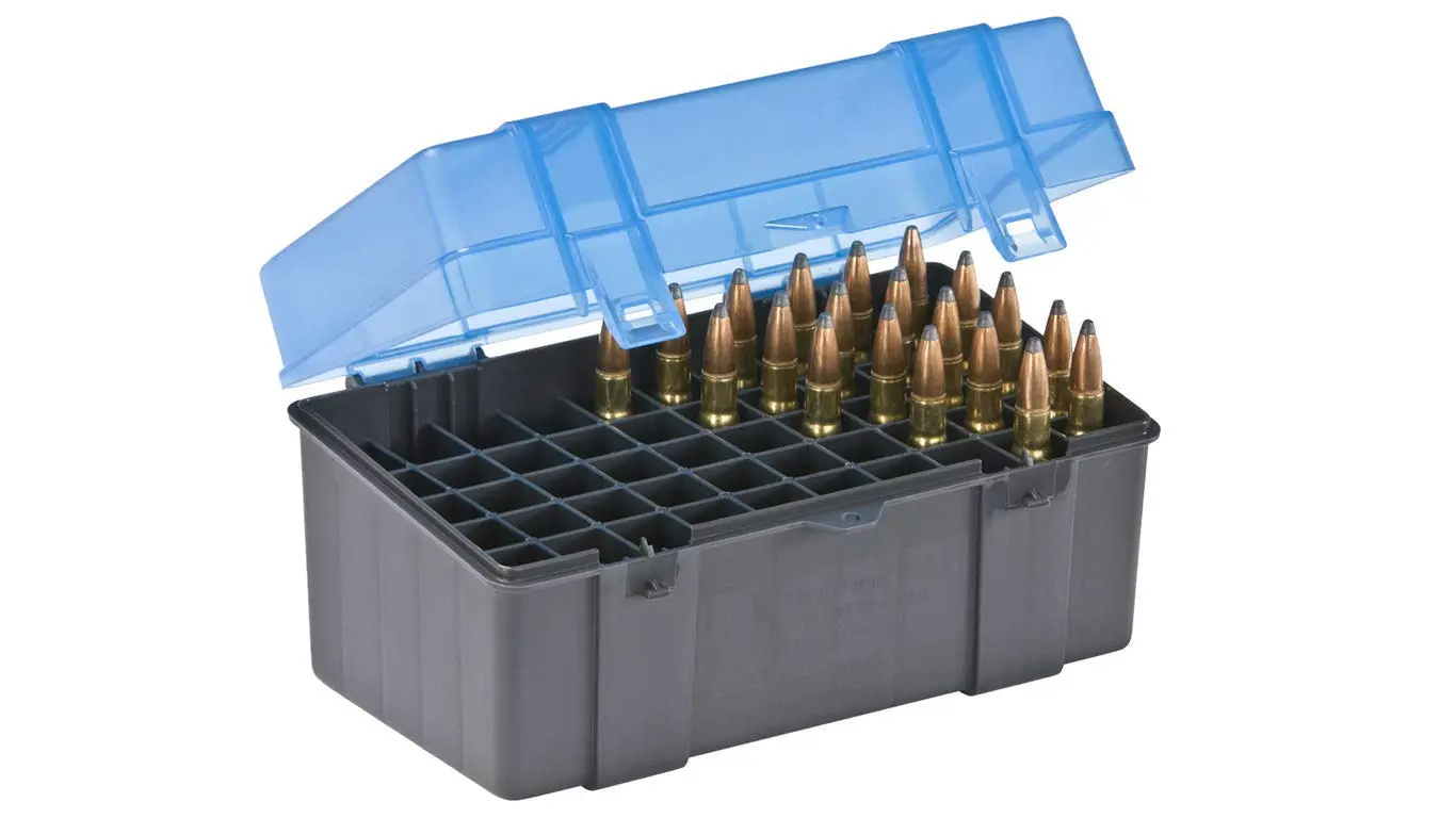 PLANO Handgun and Rifle Ammo Case, Hard-Shell Plastic Ammunition Storage with Flip-Top Lid and Deep Individual Slots