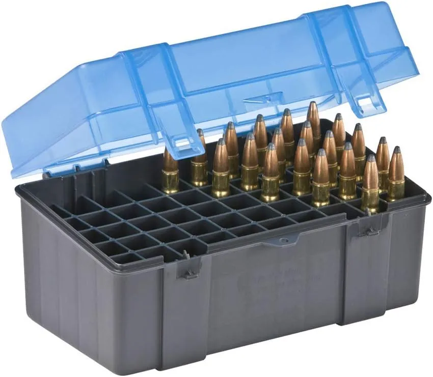 PLANO Handgun and Rifle Ammo Case, Hard-Shell Plastic Ammunition Storage with Flip-Top Lid and Deep Individual Slots