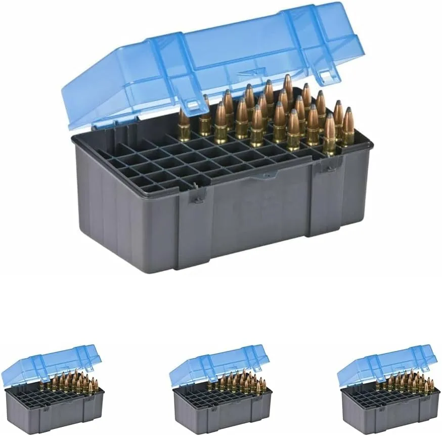 PLANO Handgun and Rifle Ammo Case, Hard-Shell Plastic Ammunition Storage with Flip-Top Lid and Deep Individual Slots