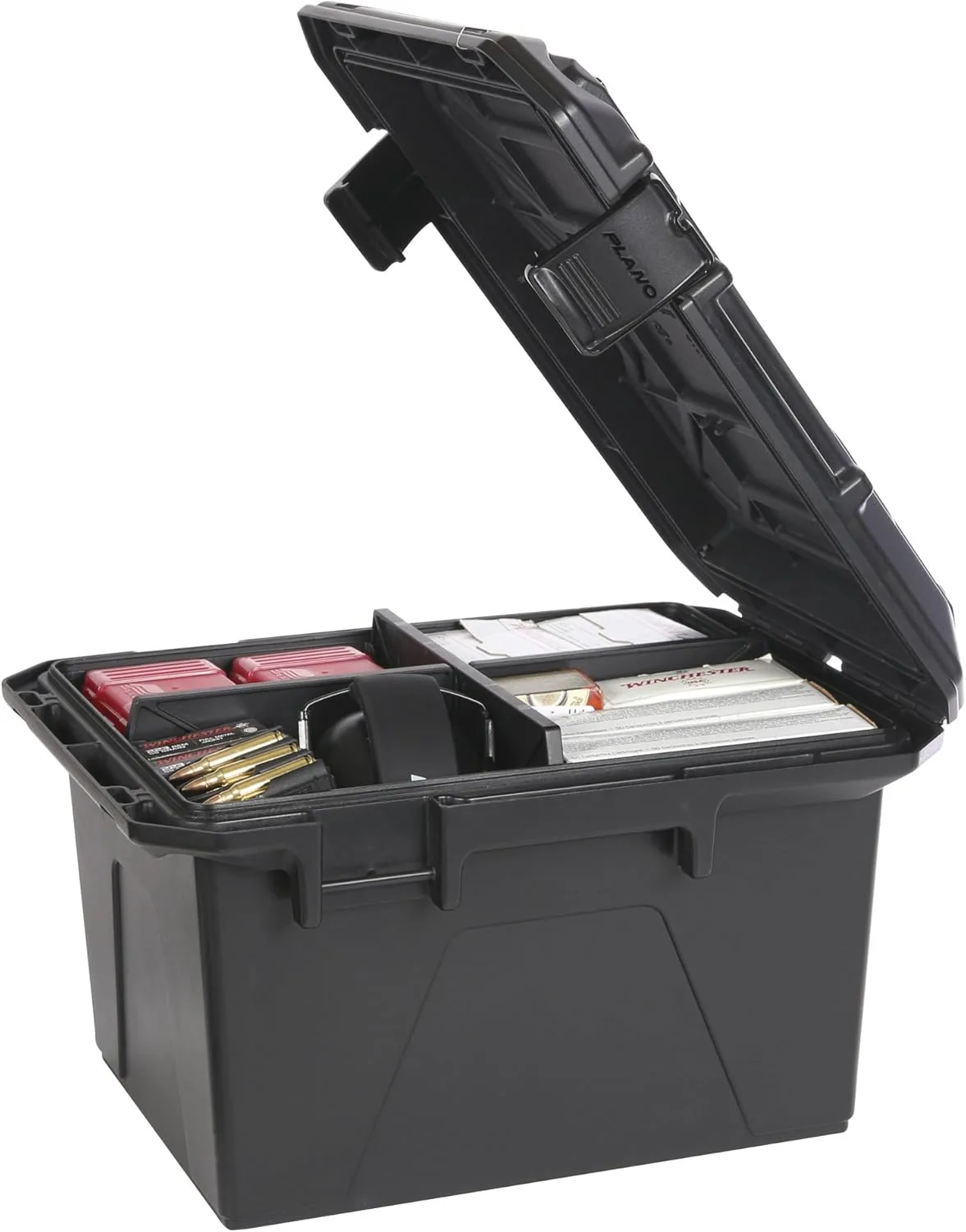 Plano Ammo Crate, Black, Lockable Plastic Ammunition Storage Box, Water-Resistant Protection with Interlocking Foam