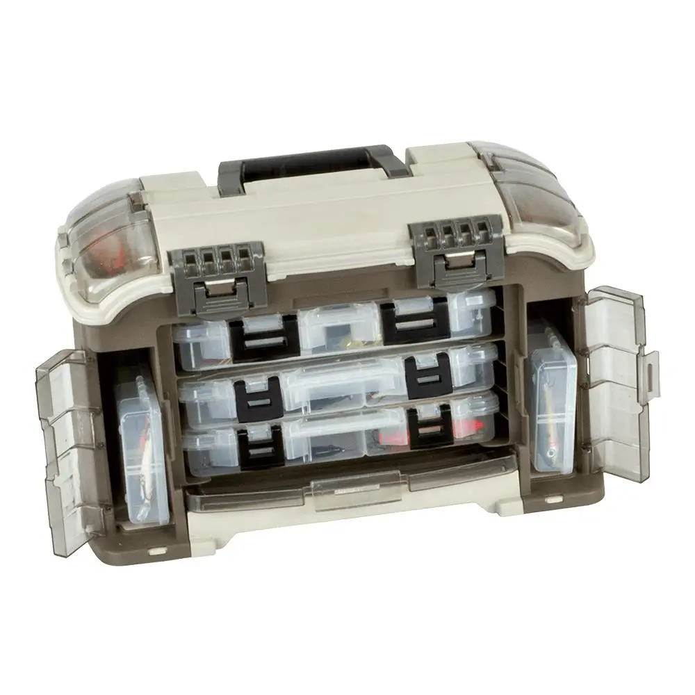 Plano Elite Series Ultimate Angled Tackle System, Graphite & Sandstone, Includes 6 StowAway Utility Boxes