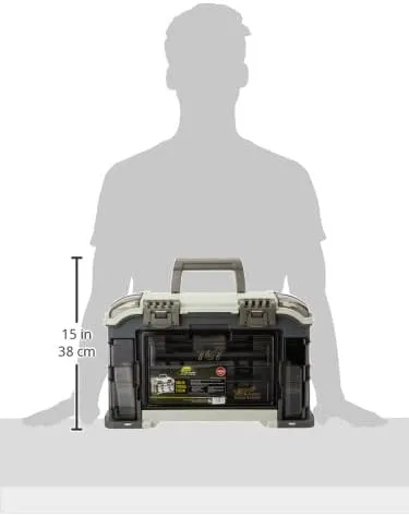 Plano Elite Series Ultimate Angled Tackle System, Graphite & Sandstone, Includes 6 StowAway Utility Boxes