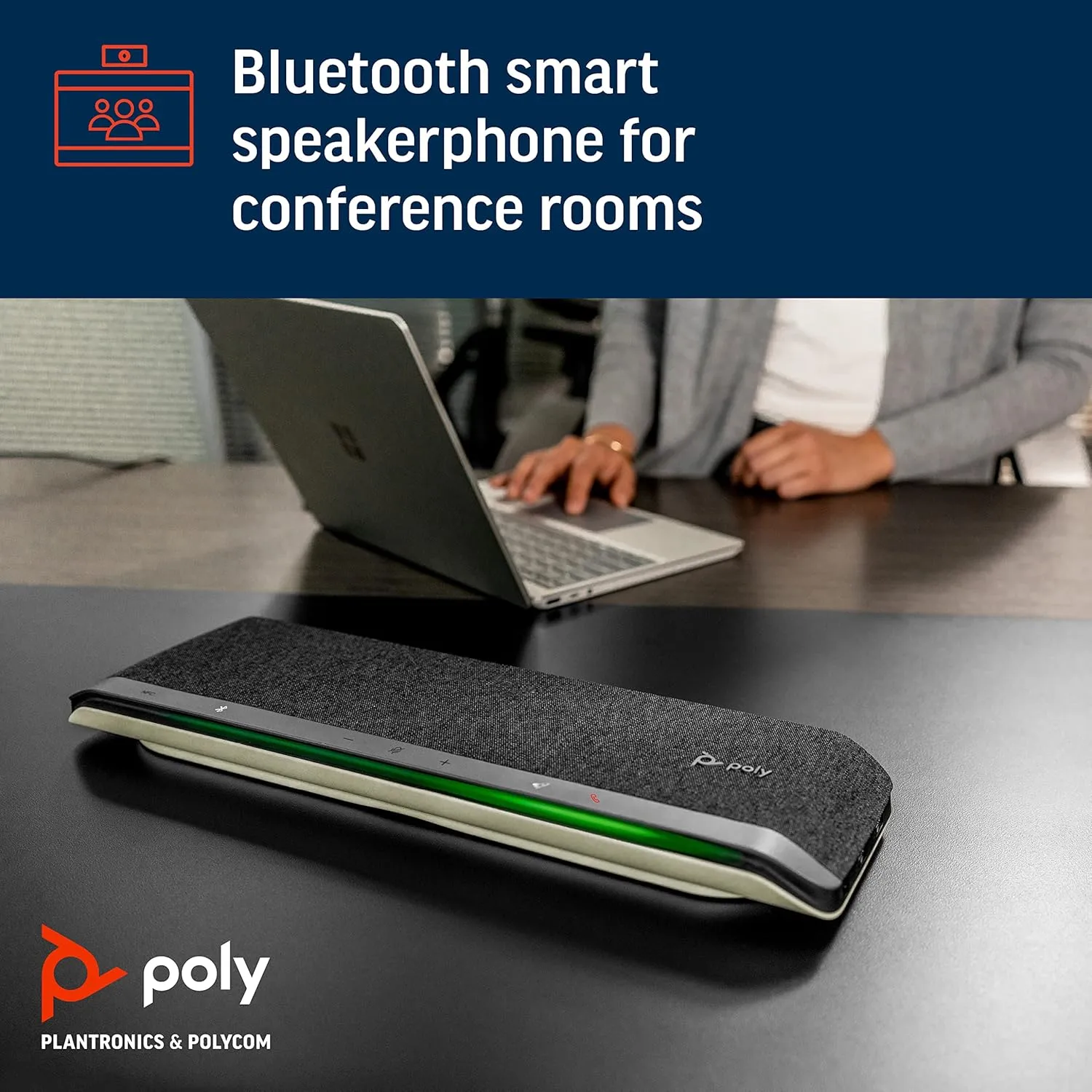 Plantronics Poly - Sync 60 Smart Speakerphone for Conference Rooms Connect to PC/Mac via Combined USB-A/USB-C Cable, Smartphones via Bluetooth - Works with Teams, Zoom (Certified) & More