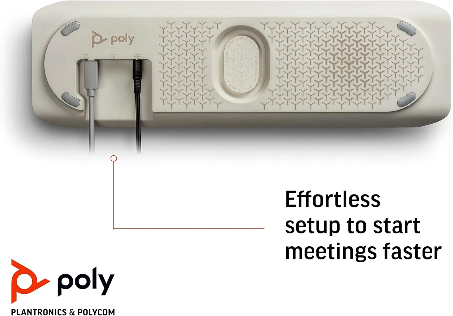Plantronics Poly - Sync 60 Smart Speakerphone for Conference Rooms Connect to PC/Mac via Combined USB-A/USB-C Cable, Smartphones via Bluetooth - Works with Teams, Zoom (Certified) & More