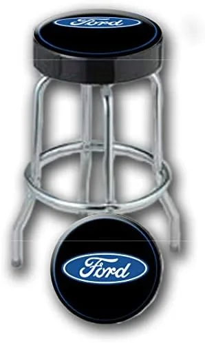 Plasticolor 004751R01 Ford Oval Logo Garage Stool, Black w/ Blue Logo