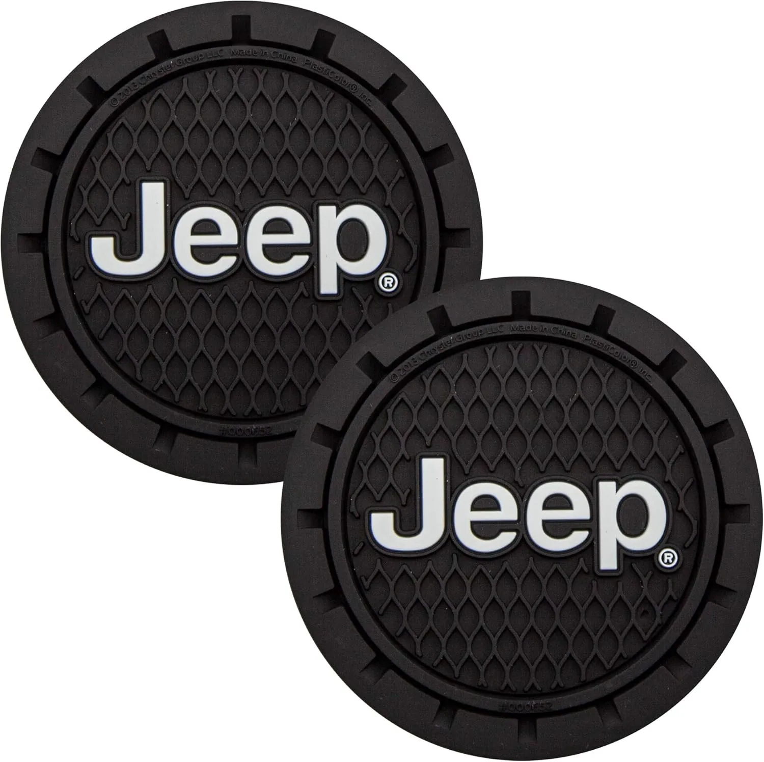 Plasticolor Jeep Cup Holder Coasters, 2-Pack, Black