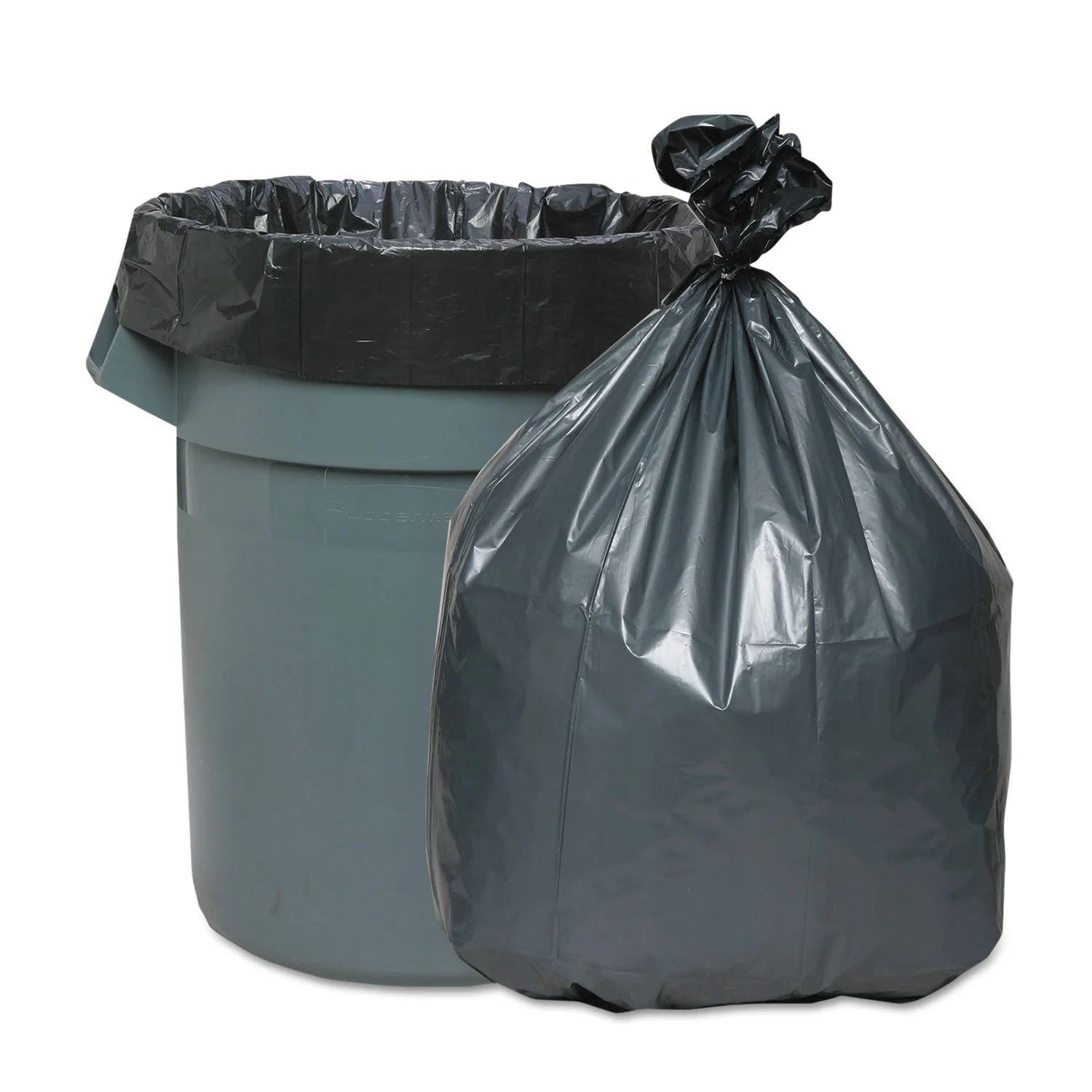 Webster Super Heavy-Duty Platinum Plus 1.125/1.55 mil Trash Bags, 60 Gal, 56in x 39in, Gray, 25 Bags