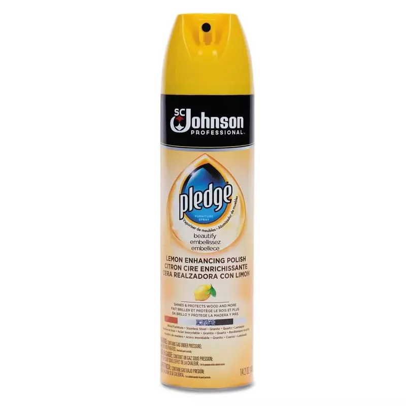 Pledge Furniture Polish, Lemon, 14.2 oz Aerosol Spray, 6/Carton