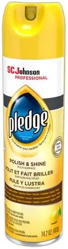 Pledge Furniture Polish, Lemon, 14.2 oz Aerosol Spray, 6/Carton