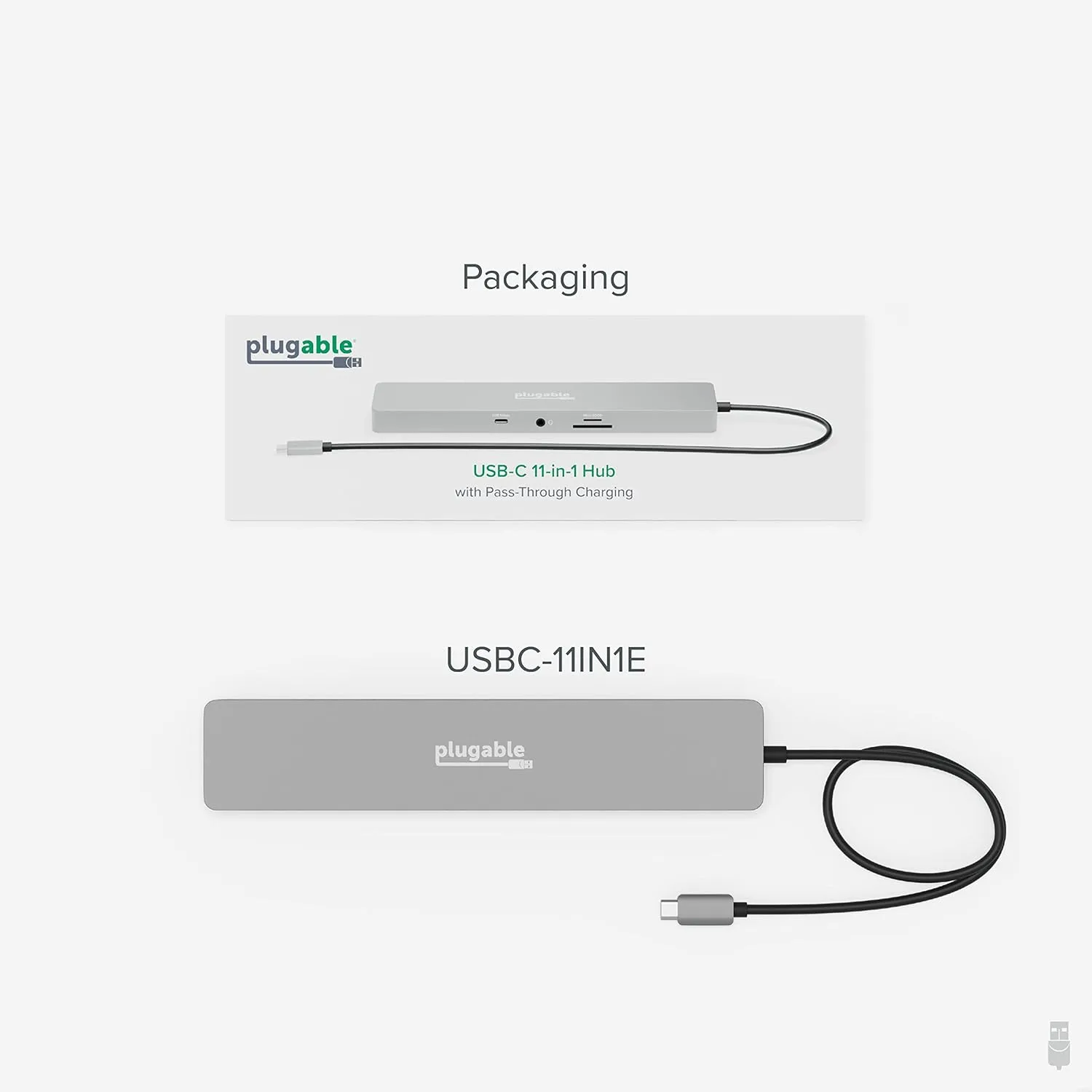 Plugable 11-in-1 USB-C Hub, 100W USB-C Pass-Through, Laptop Docking Station Dual Monitor, 4K 60Hz HDMI
