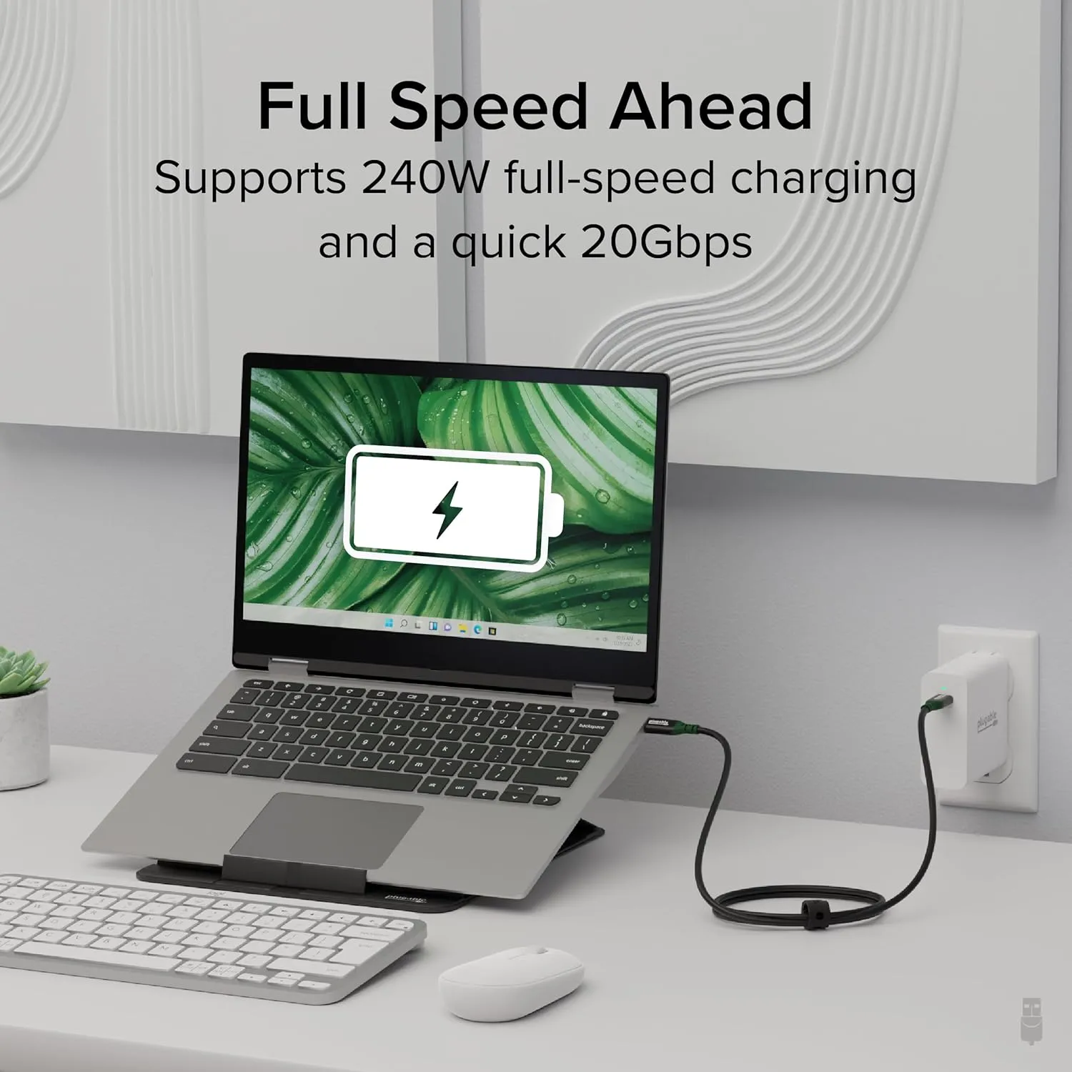 Plugable USB C Cable, 240W Charging Cable 20Gbps, 4K 120Hz, 8K 60Hz USB-C Monitor, iPhone, MacBook, iPad, Samsung Galaxy, 3.3 Feet (USBC-240W-1M)