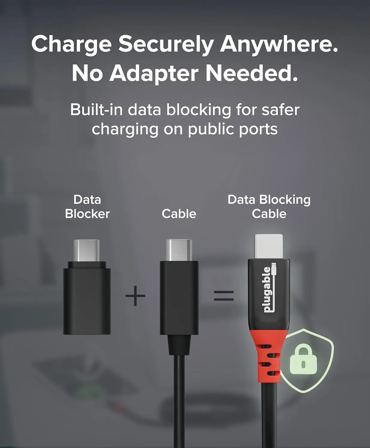 Plugable USB C to USB C Cable, Data Blocker Charge Only Cable (2m/6.6ft): 240W Safe Fast Charging for MacBook, iPhone 15/16, iPad, Galaxy S24, XPS and More USBC Devices (USBC-CC2M)