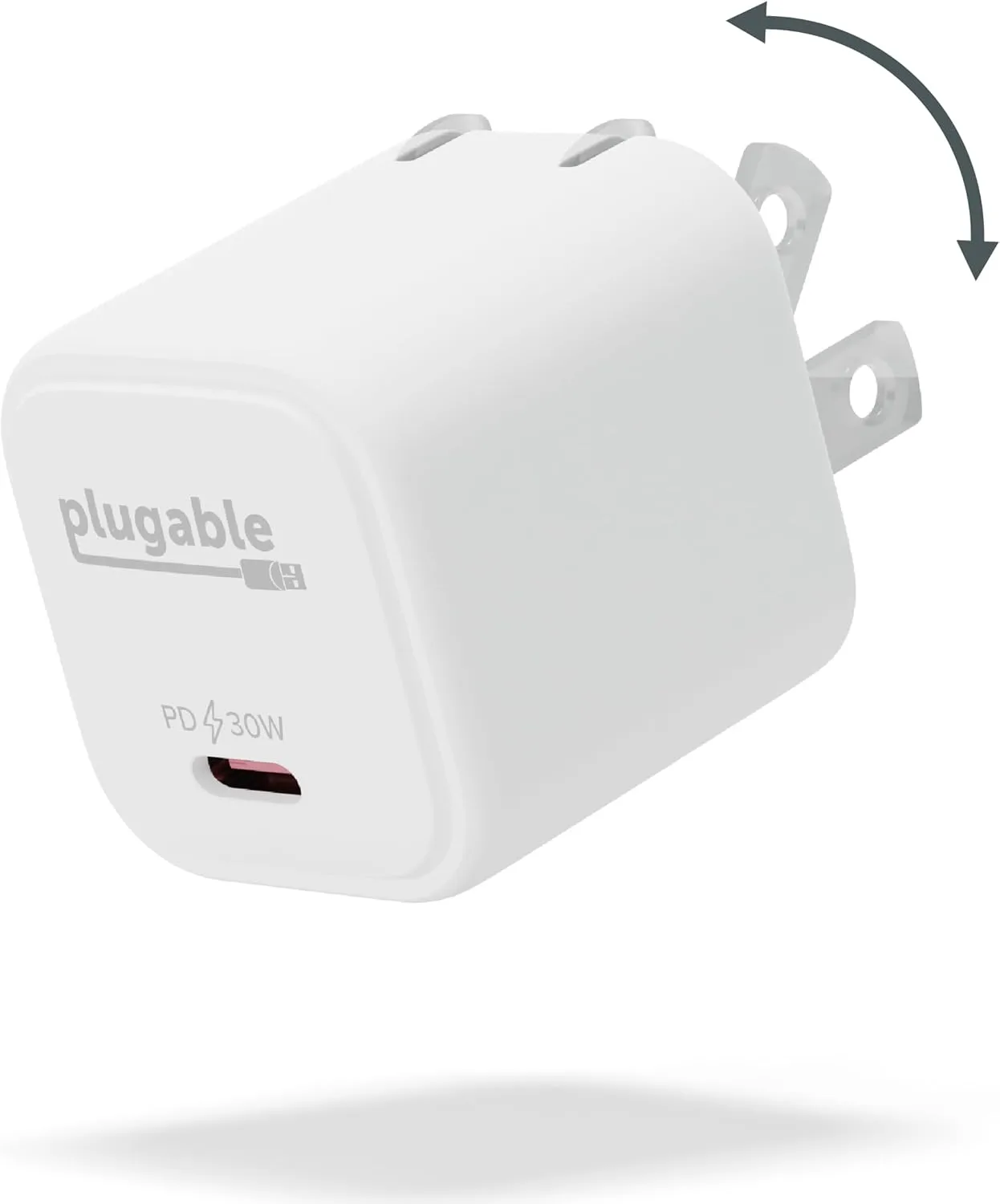 Plugable 30W USB-C GaN Charger – MagSafe-Compatible, Fast Charging for iPhone, iPad, Galaxy & USB-C Devices – White