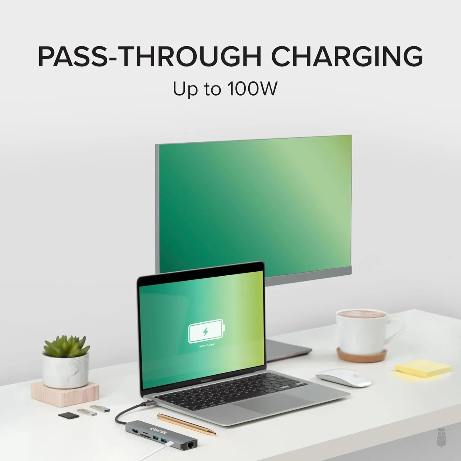 Plugable 7-in-1 USB C Hub Multiport Adapter with Ethernet Driverless Compatibility with Mac, Windows, iPhone 15, Chromebook