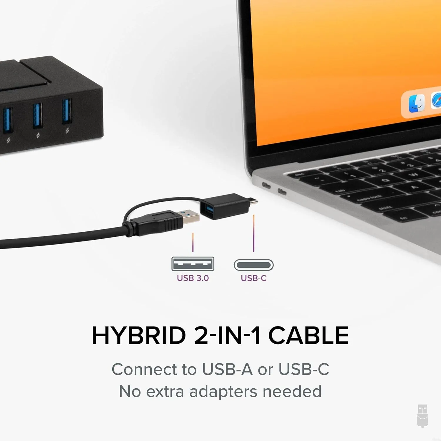 Plugable 7-in-1 USB Powered Hub for Laptops With USB-C or 3.0 - Power Station for Multiple Devices and Data Transfer With 60W Adapter, Driverless
