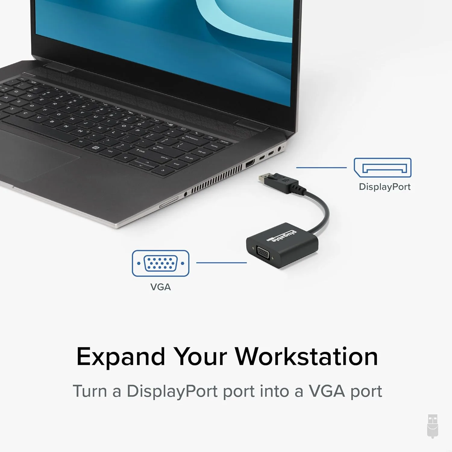 Plugable DisplayPort to VGA Adapter - Supports DisplayPort-Equipped Windows and Linux Systems to VGA Displays up to 1080p