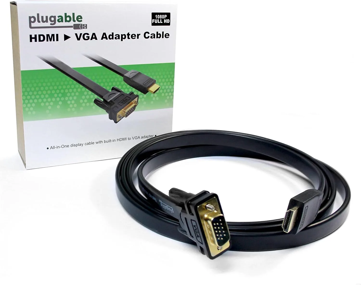 Plugable HDMI to VGA Adapter, Driverless 6 Foot (1.8 Meter) Converter Cable Supporting up to 1920 x 1080 (60Hz)