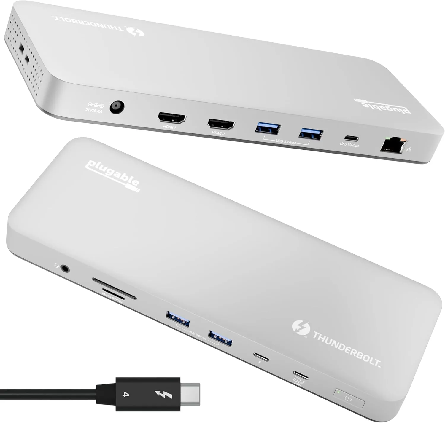 Plugable Thunderbolt 4 Dock for M4 MacBook Air & Pro, TBT-UDM – 100W, Dual 4K HDMI, 13‑Port