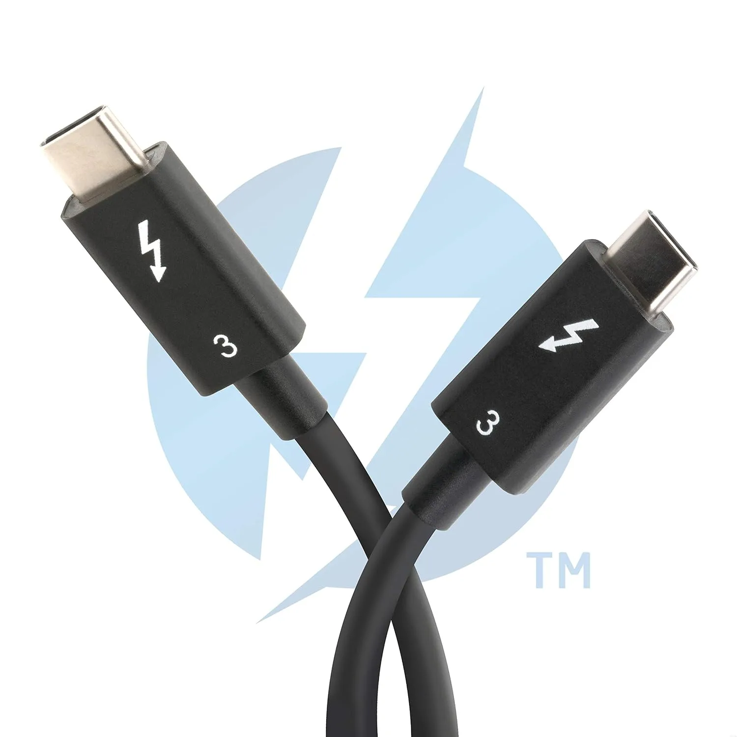 Plugable Thunderbolt 3 Cable 40Gbps Supports 100W (20V, 5A) Charging, 2.6ft / 80cm Thunderbolt-Certified USB C Compatible