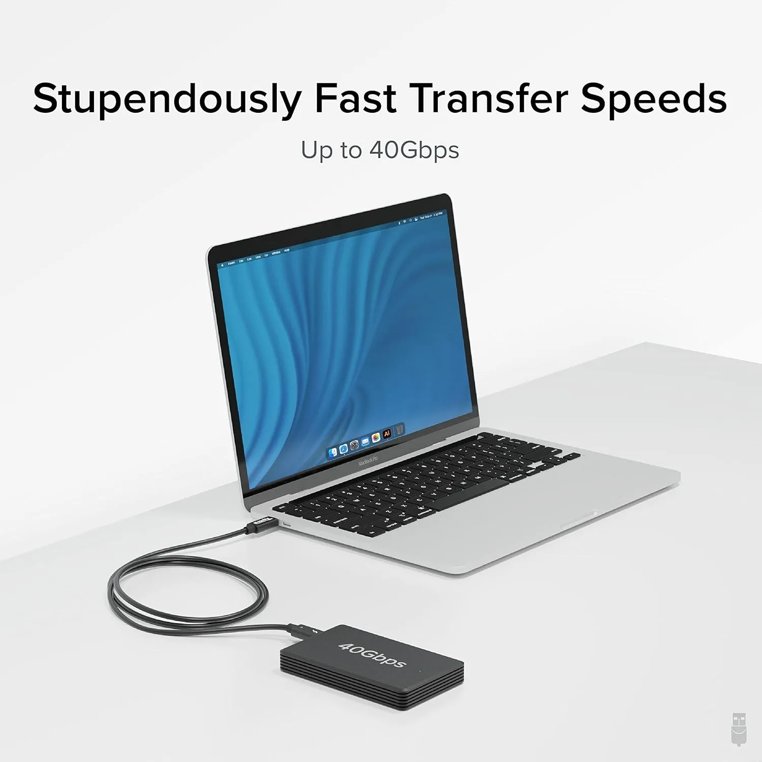 Plugable Thunderbolt 4 Cable with 240W Charging, Thunderbolt Certified, 3.3 Feet (1M),1x 8K Display, 40 Gbps