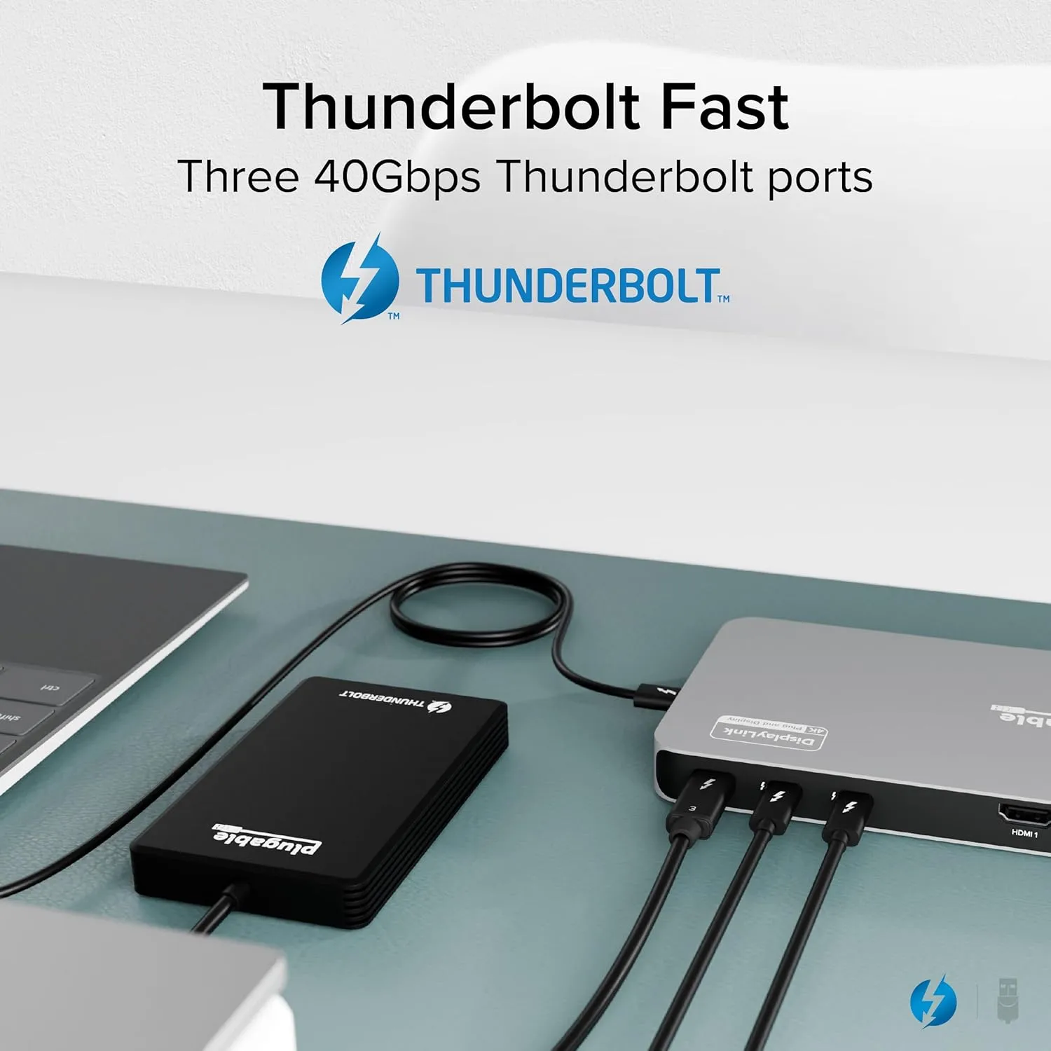 Plugable Thunderbolt 4 Dock for Quad Monitors 100W, Thunderbolt Docking Station Connects up to Four 4K Monitors for Windows and Mac Laptops, 2x HDMI, 4x Thunderbolt 4/USB C, Driver Required TBT-6950PD