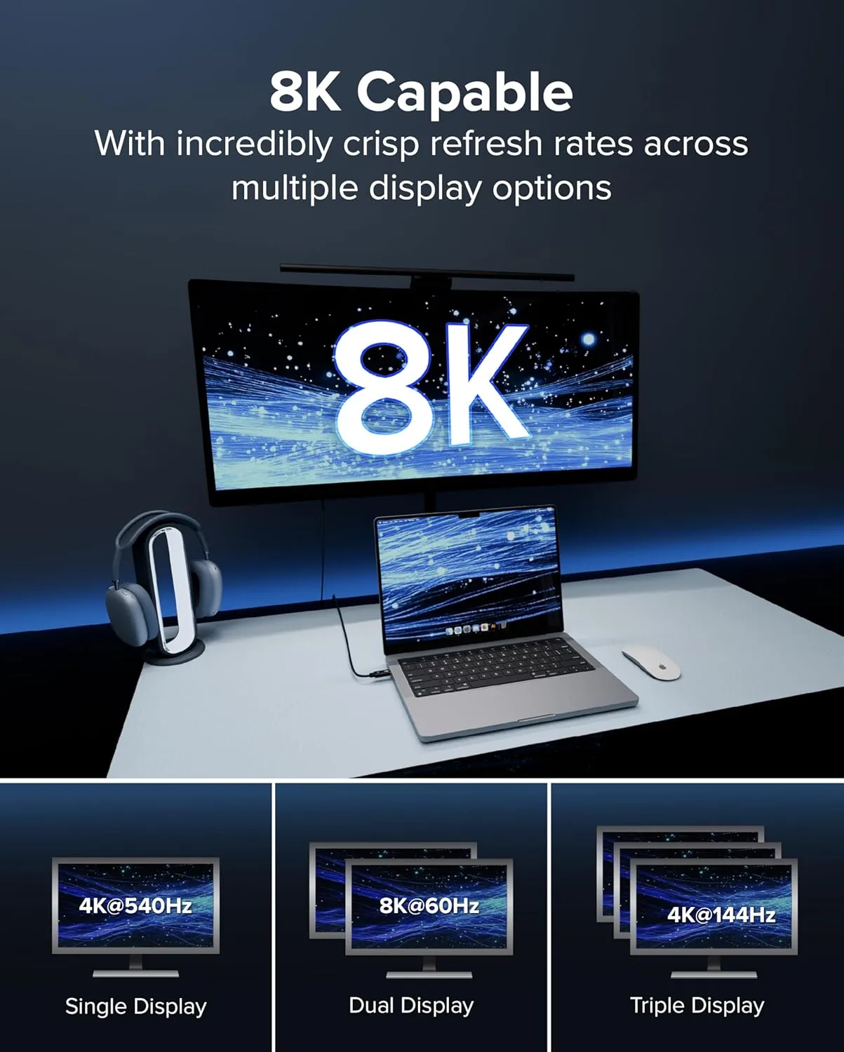 Plugable Thunderbolt 5 Cable with 80Gbps and 240W Charging | Thunderbolt Certified | Up to 120Gbps Bandwidth Boost | Compatible with Thunderbolt 4/3, USB4, USB C | 3.3ft (1M) Driverless (TBT5-240W1M)