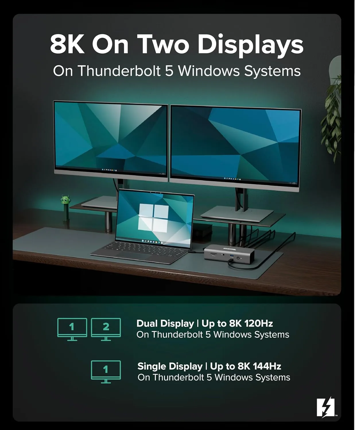 Plugable Thunderbolt 5 Dock: 140W Power Delivery, Up to Dual 6K/8K (TBT-UDT3)