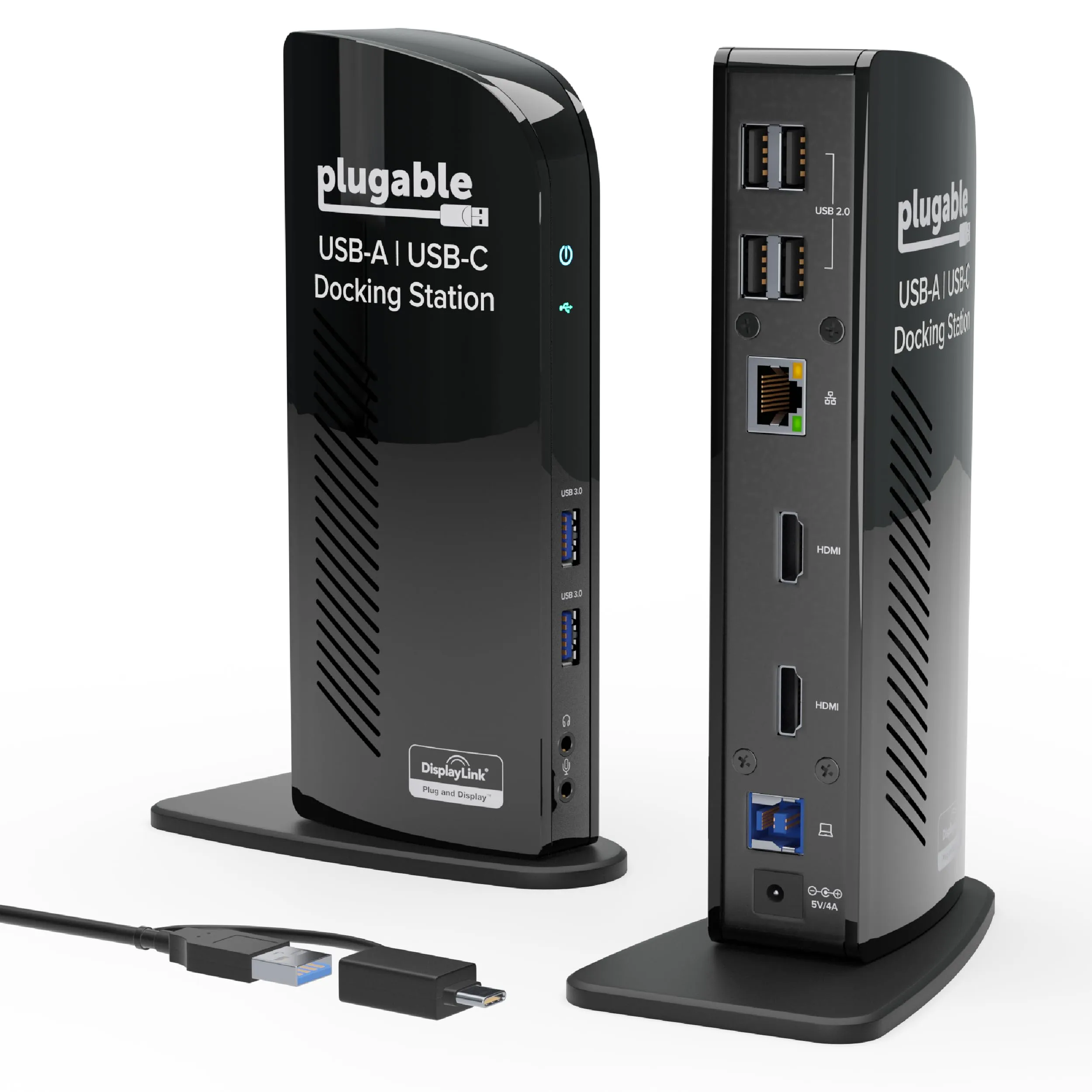 Plugable UD-3900 Universal Laptop Docking Station Dual HDMI, USB 3.0/USB-C, Gigabit Ethernet
