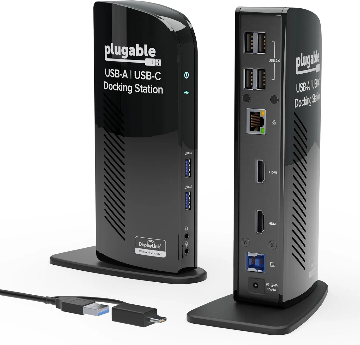 Plugable UD-3900 Universal Laptop Docking Station Dual HDMI, USB 3.0/USB-C, Gigabit Ethernet