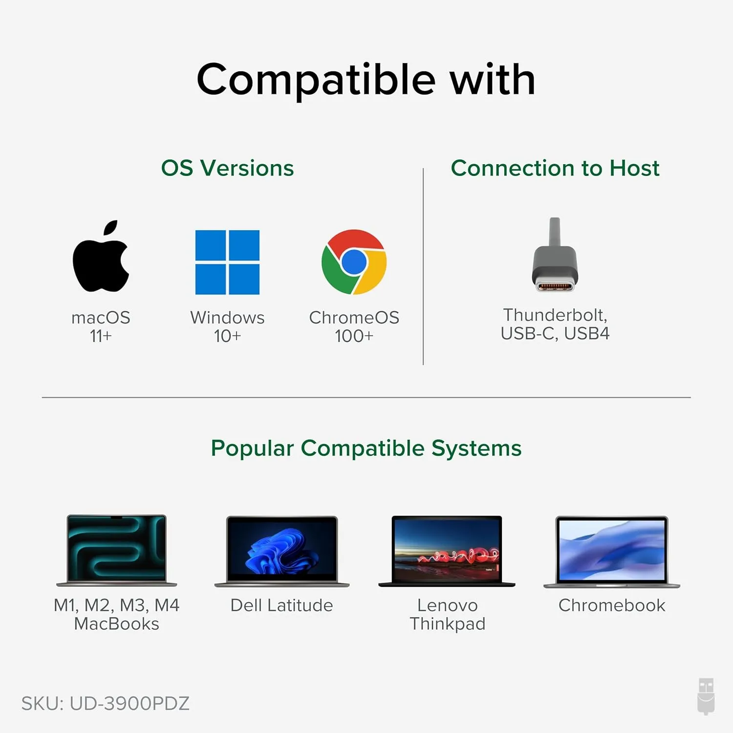 Plugable USB C Triple Display Docking Station with Laptop Charging, for Thunderbolt, USB4, or USB-C Systems