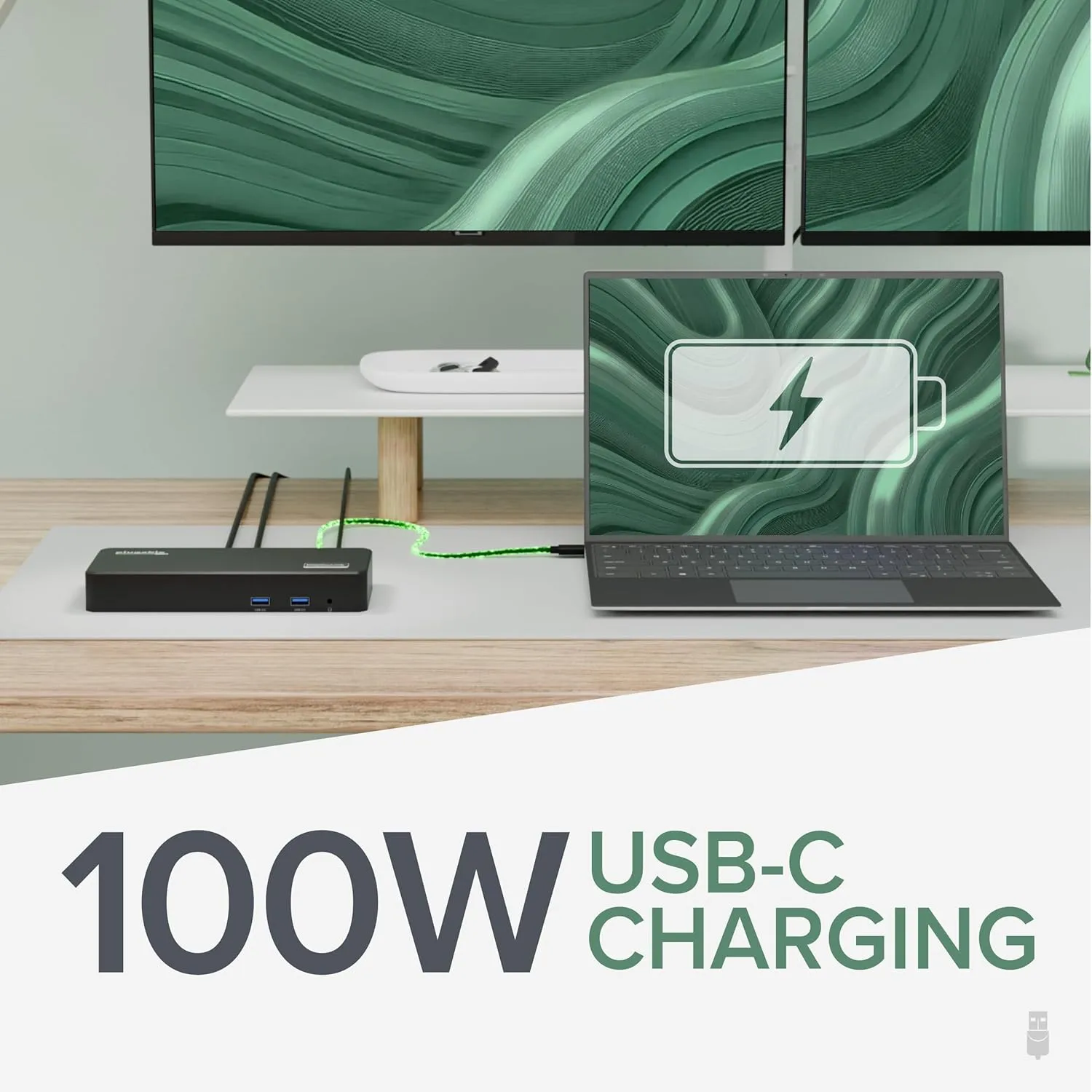 Plugable USB C Triple Display Docking Station with Laptop Charging, for Thunderbolt, USB4, or USB-C Systems