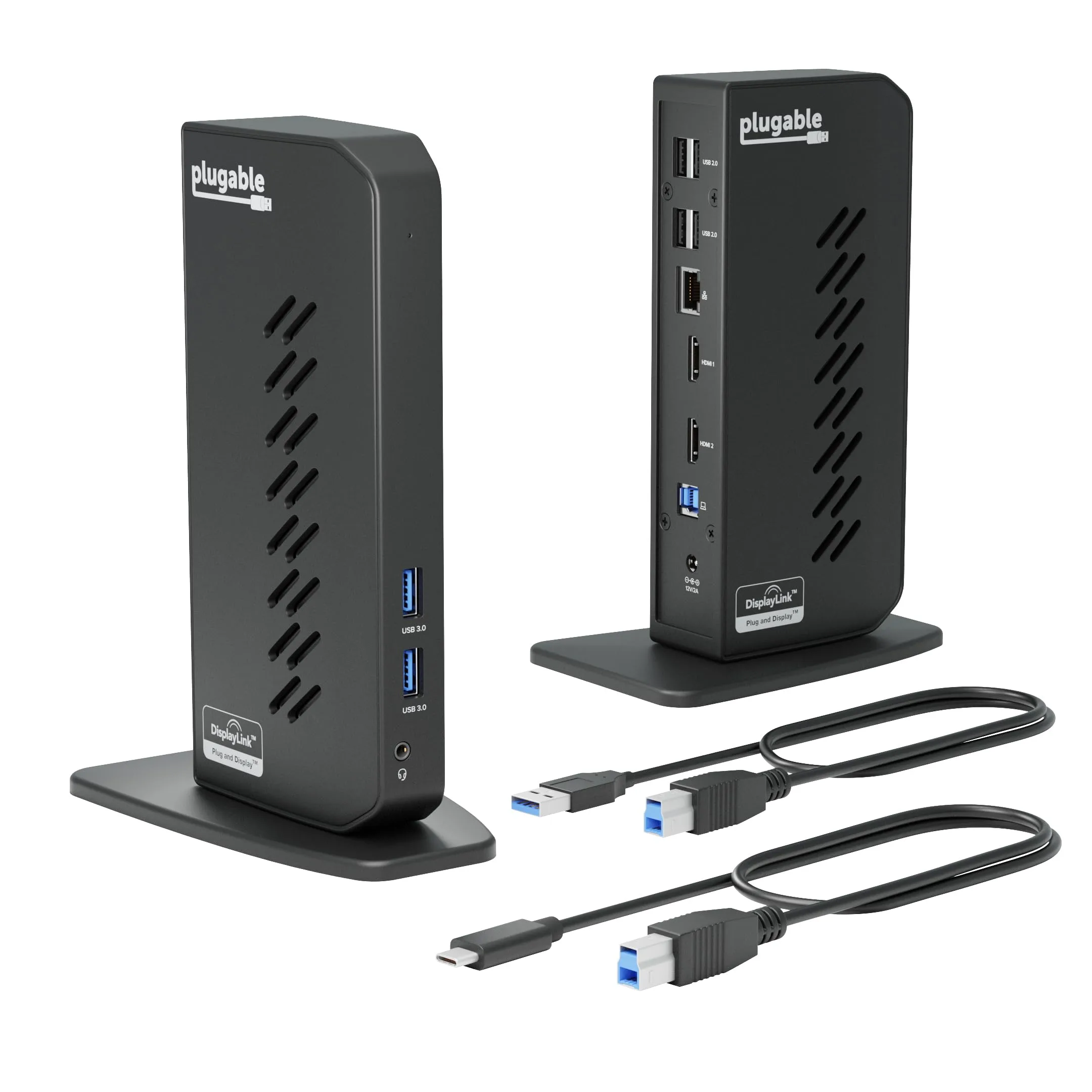 Plugable USB 3.0 and USB-C Universal Laptop Docking Station with 2 HDMI Ports for Windows, Mac (Driver Required)