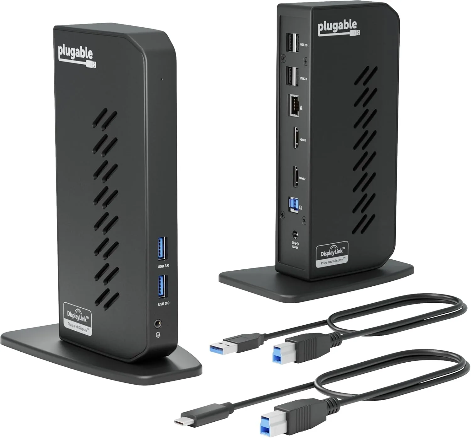 Plugable USB 3.0 and USB-C Universal Laptop Docking Station with 2 HDMI Ports for Windows, Mac (Driver Required)