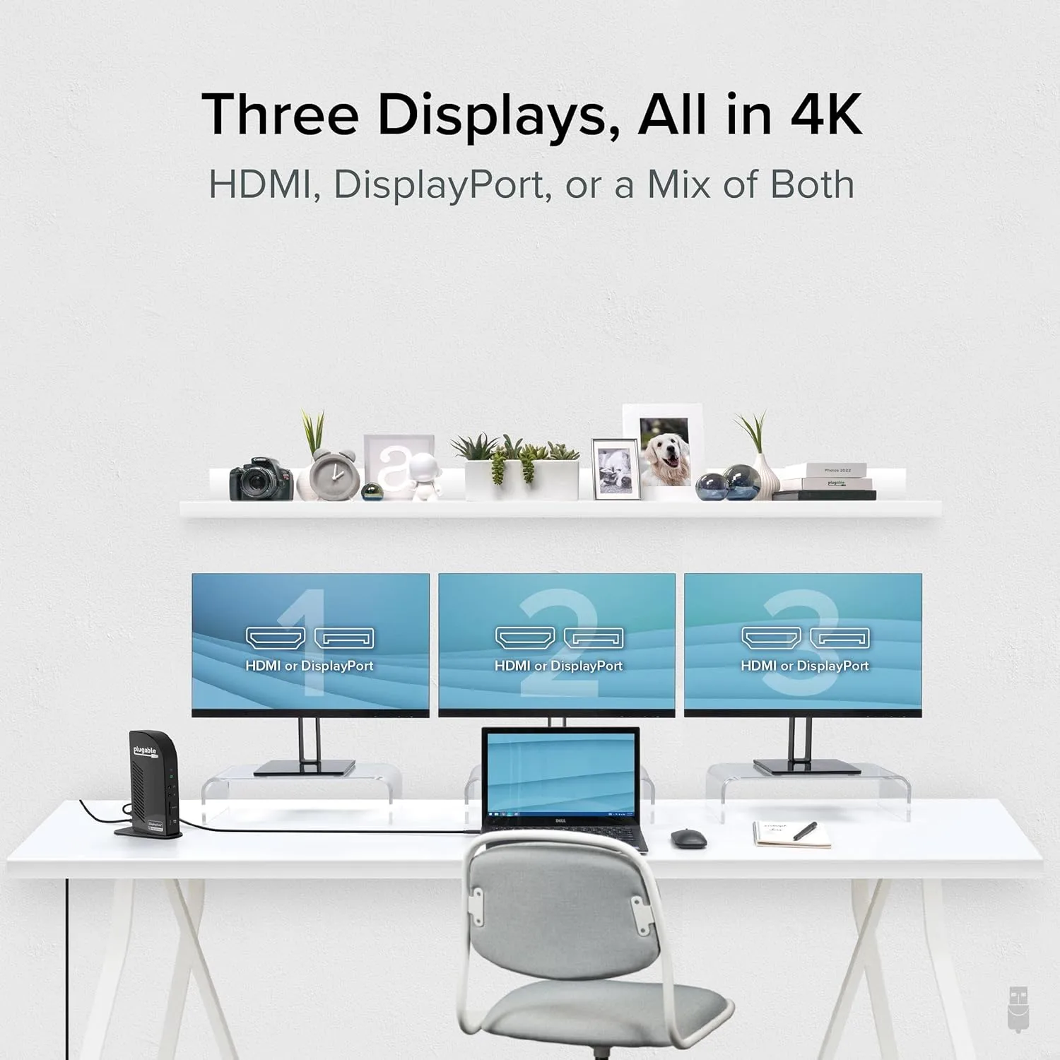 Plugable 13-in-1 USB C Docking Station 4K Triple Monitor with 100W Power Delivery | USB C Dock for Windows, Mac, ChromeOS