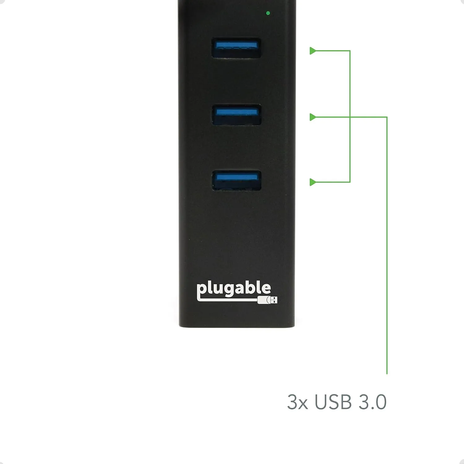 Plugable 3-Port USB 3.0 Hub with Gigabit Ethernet | Compatible with Windows, macOS, Linux, and ChromeOS | Portable USB-C/USB-A Bus-Powered RJ45 GbE LAN Adapter for Laptops, MacBooks, Chromebooks
