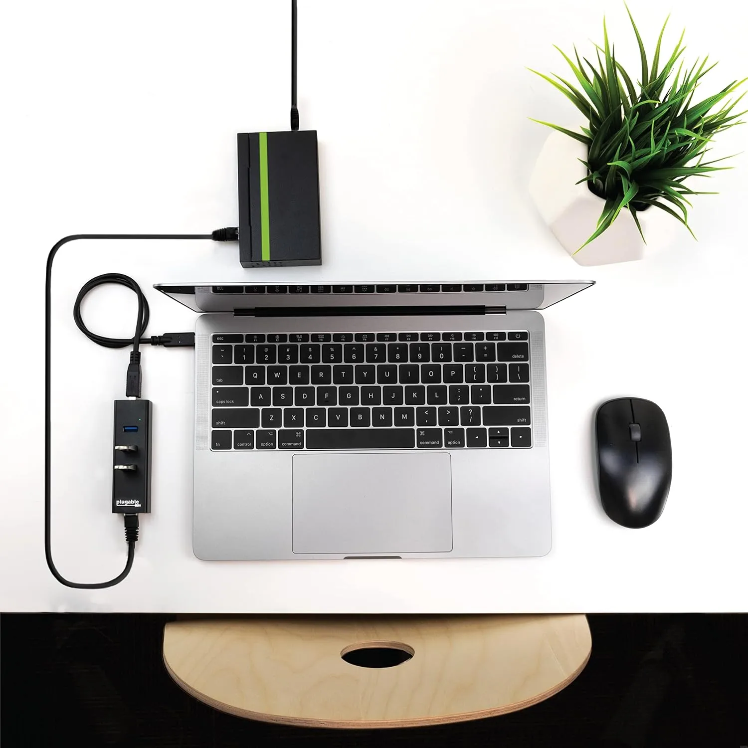 Plugable 3-Port USB 3.0 Hub with Gigabit Ethernet | Compatible with Windows, macOS, Linux, and ChromeOS | Portable USB-C/USB-A Bus-Powered RJ45 GbE LAN Adapter for Laptops, MacBooks, Chromebooks