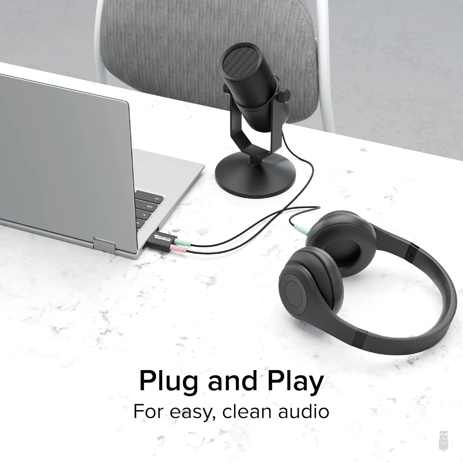 Plugable USB Audio Adapter with 3.5mm Speaker-Headphone and Microphone Jack, Driverless